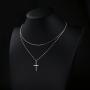 Sterling Silver Jewelry Layered love Heart and Cross Necklace Pendant Handmade Dainty Choker for Women Girls