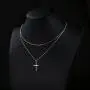 Sterling Silver Jewelry Layered love Heart and Cross Necklace Pendant Handmade Dainty Choker for Women Girls