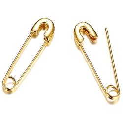 Punk Safety Pin Cartilage for Women Teen Girls Stainless Steel Minimalist Hoop Earrings Personalized Dangle Drop Fashion Hypoallergenic Jewelry Gifts 33mm (Gold)