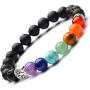 YAZILIND 7 Color Chakela Yoga 8mm Natural Stone Life Tree Volcanic Stone Mix Woven Bracelet