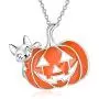 PELOVNY Womens Pumpkin Necklace S925 Sterling Silver Cat Pendant Halloween Party Birthday Christmas Jewelry Gift for Girls Sister