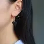 SENFAI 12mm Heart Black Lava-Rock Essential Oil Diffuser Dangle Earrings 3 Tone