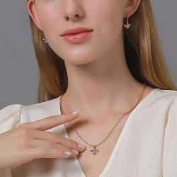 HUJUON Gold Angel Baby Necklace Hoop Earring Set for Women.Cherub Angel Wing Guardian Dangle Earring Pendant Necklace