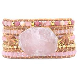 Starto Handmade 5 Wrap Bracelet Natural Jasper Druzy Turquoises Leather Boho Bracelets Jewelry