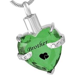 misyou Glass Cremation Jewelry Brother Birthstone Pendant Urn Necklace Ashes Holder Keepsake