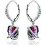 CRYSTAL ICE Rhodium Plated Swarovski Leverback Earrings, Colored Crystal with Zirconia Accents CRYSTAL ICE Rhodium Plated Swarovski Leverback Earrings, Colored Crystal with Zirconia Accents