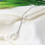AKTAP Simple Lucky Horseshoe Lariat Y Necklace Stirrup Necklace Love Heart Pendant Necklace Gift for Women Girls