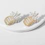 Cute Fruit Brushed Hollow Pineapple Womens Jewelry Two-Tone Elegant Pineapple Earrings Unique Design Mini Boutique Earrings Gift Party Ball Jewelry