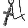 HZMAN Religion Cross Lords Prayer Stainless Steel Pendant Necklace Rolo Cable Wheat Chain