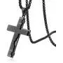 HZMAN Religion Cross Lords Prayer Stainless Steel Pendant Necklace Rolo Cable Wheat Chain