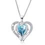 AOBOCO Sterling Silver Angel Heart Necklace Engraved I Love You Forever Pendant with Aquamarine Heart Crystal, Anniversary Birthday Jewelry Gift for Women Wife Girlfriend