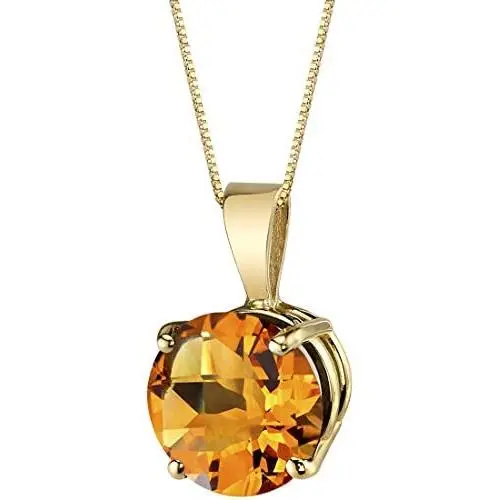 14 Karat Yellow Gold Round Cut 1.75 Carats Citrine Pendant 14 Karat Yellow Gold Round Cut 1.75 Carats Citrine Pendant
