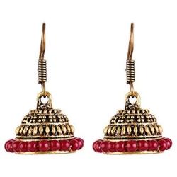 Saissa Silver Plated Metal Small Lightweight Jhumka Boho Earrings Indian Jewelry for Women