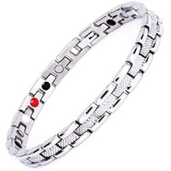 TwinYe Magnetic Bracelets for Women Arthritis Pain Relief Titanium Steel Health Magnet Therapy Bracelet,Silver