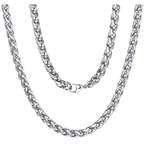 ChainsPro 3/6 mm Box/Wheat/Twist Rope Necklace, Replacement Chain for Pendant/Charm, 18-30 inches, 316L Stainless Steel/18K Gold Plated-Send Gift Box