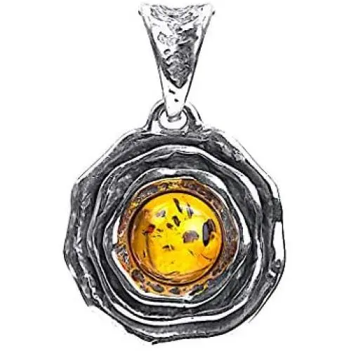 Ian and Valeri Co. Amber Sterling Silver Round Flower Pendant Ian and Valeri Co. Amber Sterling Silver Round Flower Pendant