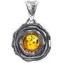 Ian and Valeri Co. Amber Sterling Silver Round Flower Pendant
