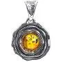 Ian and Valeri Co. Amber Sterling Silver Round Flower Pendant Ian and Valeri Co. Amber Sterling Silver Round Flower Pendant