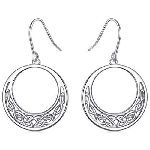 925 Sterling Silver Good Luck Irish Celtic Knot Drop Earrings Love Knot Dangle Earrings for Women Girls