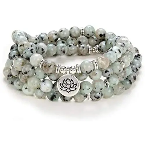 Prayer Yoga Jewelry Lotus Seed Charm Wrist Bracelet Mala Beads 108 Rosary Necklace Meaningful Handmade Gifts