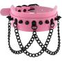 FM FM42 Unisex Multicolor Simulated Leather PU Black-Tone Rivets Spike Spiked 3 Layer Chains Choker Collar Necklace