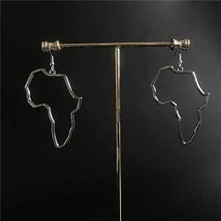 DAMLENG Unique Vintage Hollow Gold Silver African Map Dangle Earrings Ethnic Style African Drop Earrings for Women Bohemia Style Jewelry