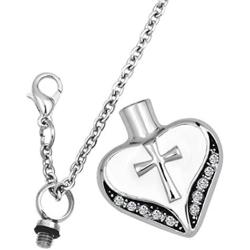 Jesse Ortega Jesus Cross Urn Necklace of Ashes Heart Love Cremation Jewelry Keepsake Memorial Necklace
