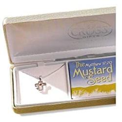 Dicksons The Mustard Seed Open Cross Pendant 18-20 inch Silver Plated Necklace in Jewelry Box with Sentiment Card