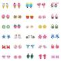 Minihope 30 pairs little girls earrings hypoallergenic,Cute Multiple Animal Donut Stud Earrings for Kids,Made with Polymer Clay,Best gifts for girls.