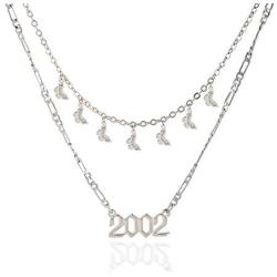 ZMNNOPPAB Layered Necklace for Women, Dainty Choker with Birth Year Necklace