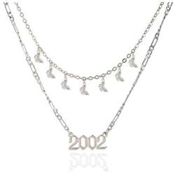 ZMNNOPPAB Layered Necklace for Women, Dainty Choker with Birth Year Necklace