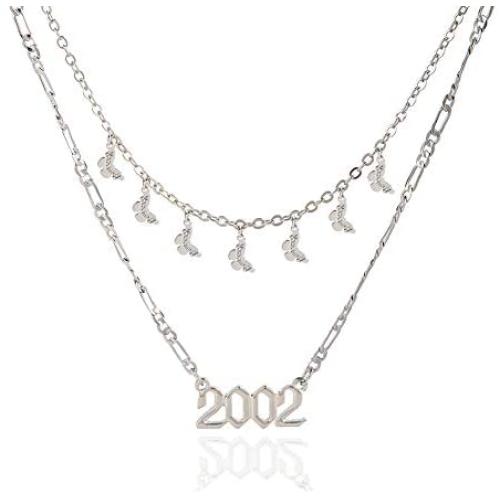 ZMNNOPPAB Layered Necklace for Women, Dainty Choker with Birth Year Necklace