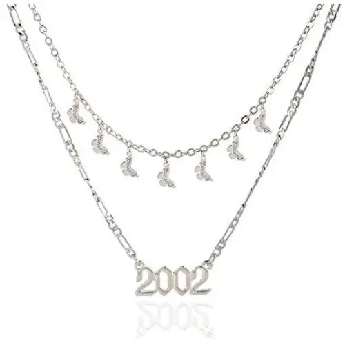 ZMNNOPPAB Layered Necklace for Women, Dainty Choker with Birth Year Necklace ZMNNOPPAB Layered Necklace for Women, Dainty Choker with Birth Year Necklace