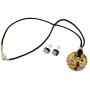 GlassOfVenice Murano Glass Venetian Reflections Round Necklace and Earrings Set - Topaz Gold