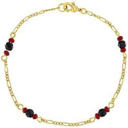 In Season Jewelry 18k Gold Plated Evil Eye Protection Simulated Azabache Bracelet for Teens Ladies