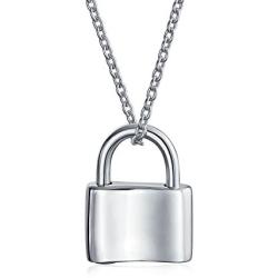 Personalized Couples Functional Love Lock Pendant Charm 925 Sterling Silver Engravable Necklace For Women Chain 16 Inch