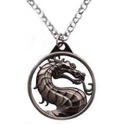 Generic Mortal Kombat Vintage Charms Dragon Amulet Necklace Grey Pendant
