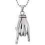 COOLSTEELANDBEYOND Punk Rock Roll, Steel Mens Womens Hand Pendant Necklace, 30 inches Steel Ball Chain
