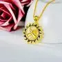 AOBOCO 18k Gold Plated Sterling Silver Gold Sun Sunburst Pendant Necklace with Finger Cross Hope for Good Luck, Citrine Austria Crystal Christmas Jewelry Gifts for Men Unisex