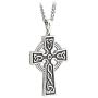 Mens Cross Necklace Silver 2 Sided 24 Inches Chain Made in Ireland