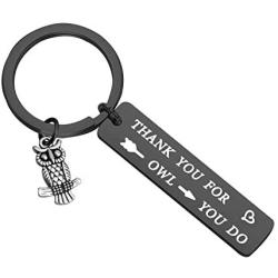 TIIMG Owl Gift Thank You Gift Appreciation Gift Thank You for All You Do Owl Keychain for Nurse Babysitter Social Worker Volunteer Teacher Coach