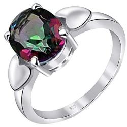 Multi Mystic Topaz, Brown Smoky Quartz, Red Garnet, Yellow Citrine, Blue Topaz 2.86 Ct Oval 925 Sterling Silver Solitaire Ring Easter Presents For Girls And Women By Orchid Jewelry