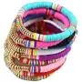 The Woos 10Pcs Colorful Polymer Clay Bracelets Handmade Rainbow Disc Bead Elastic Rope Stretch Bracelets Boho Beaded Bracelet Set Summer Beach Surf Stackable Jewelry for Women Girl