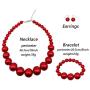 Halawly Large Pearl Necklace Jewelry Set - 3 Colors Simulated Pearl Beads Statement Strand Necklaces Bracelet and Earrings for Women