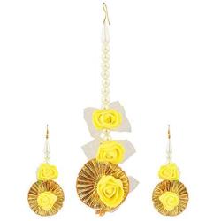 Efulgenz Indian Flower Jewelry Set for Haldi Mehandi Baby Shower Wedding Women Girls