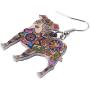 DUOWEI Acrylic Floral Pitbull Dog Earrings Anime Pets Drop Dangle Pet Jewelry for Women Ladies Girls Lovers Charms Gifts
