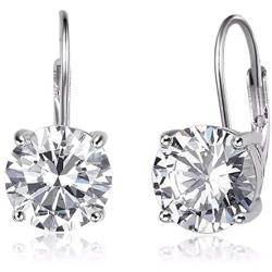 ECOLVANT Swarovski Crystal Earrings for Women Sterling Silver Earrings White Gold Plated Zirconia Leverback Dangle Earrings for Women Girls Birthday Party Fashion Drop Earrings