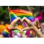 Ropman 2 Pcs Gay & Lesbian Rainbow LGBT Pride Women Gold & Silver, Rose Gold Stainless Steel Pendant Necklace for Couples,