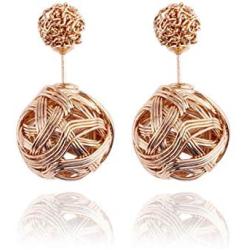 Exaggerated Trendy Metal Winding Ball Dangle Earrings Geometric Irregular Round Ball Pendants Jewelry