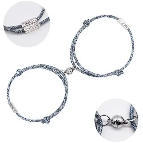 XXY Couple Magnetic Bracelet Set - Love is Love Ajustable Mutual Attraction Rope Braided Charm Pendants Bracelet Couple Gift Jewelry Set for Women Men XXY Couple Magnetic Bracelet Set - Love is Love Ajustable Mutual Attraction Rope Braided Charm Pendants Bracelet Couple Gift Jewelry Set for Women Men